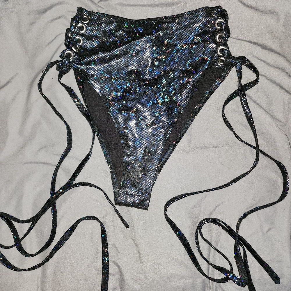 Black Rave Bottoms with Leg Straps